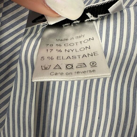 Gossip Italian Top Size 42 US Size 6 Blue Striped Long Sleeve Bow Front Striped - Picture 8 of 10